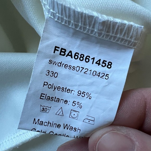 White Bodycon Dress Mini Surplice Spaghetti Strap Size L Large Asymmetrical Hem - Picture 12 of 12